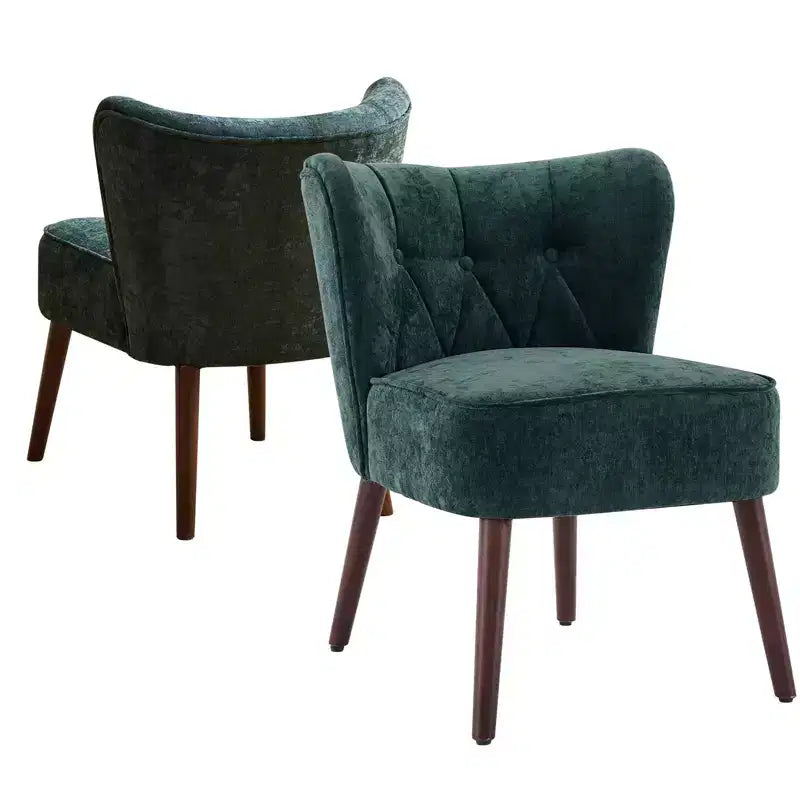 GustoWave Poltrona Accent Mid-Century con Gambe in Legno Massello, Moderna Poltrona a Orecchioni Imbottita da Soggiorno, Sedie da Pranzo