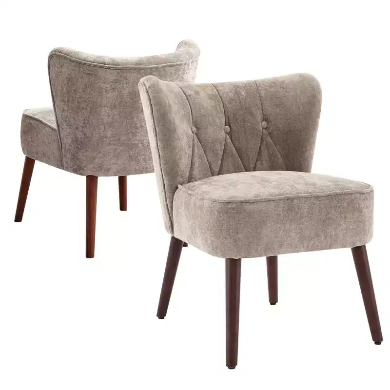 GustoWave Poltrona Accent Mid-Century con Gambe in Legno Massello, Moderna Poltrona a Orecchioni Imbottita da Soggiorno, Sedie da Pranzo