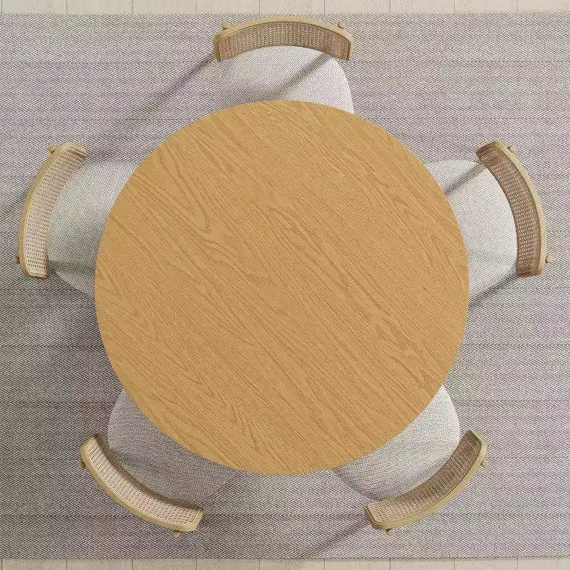 PexFix 45 x45 Tavolo da Pranzo Rotondo in Legno Massello con Finitura Naturale ed Eleganti Gambe ad Arco per Sale da Pranzo e Cucine Moderne