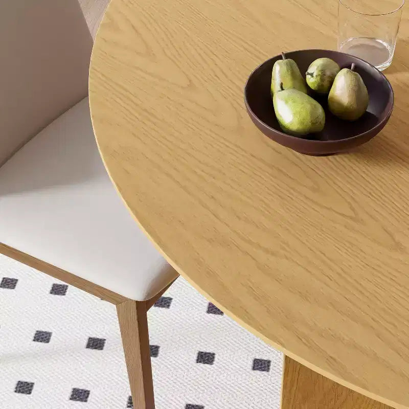 PexFix 45 x45 Tavolo da Pranzo Rotondo in Legno Massello con Finitura Naturale ed Eleganti Gambe ad Arco per Sale da Pranzo e Cucine Moderne