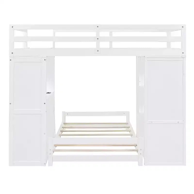 Letto a Castello Whisen "Twin over twin" con Cassetti, Ripiani, Scrivania, Luce LED e Porte di Ricarica