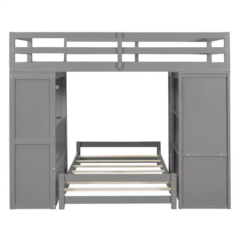 Letto a Castello Whisen "Twin over twin" con Cassetti, Ripiani, Scrivania, Luce LED e Porte di Ricarica