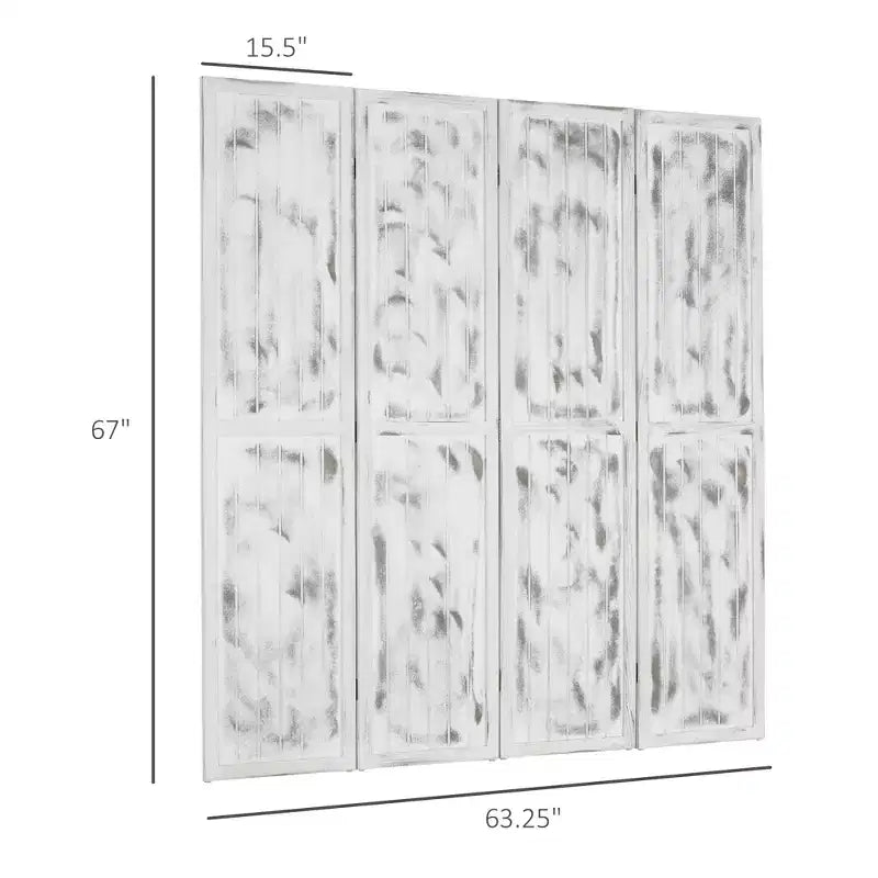 MAYEERTY Divisorio per ambienti a 4 pannelli, pieghevole, design effetto legno, bianco 63.25x67x0.75