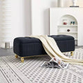 TUYOHW Storage Ottoman, Upholstered Velvet Fabric Storage Ottoman with Safety Hinge, Ottoman Bench for Living Room and Bedroom