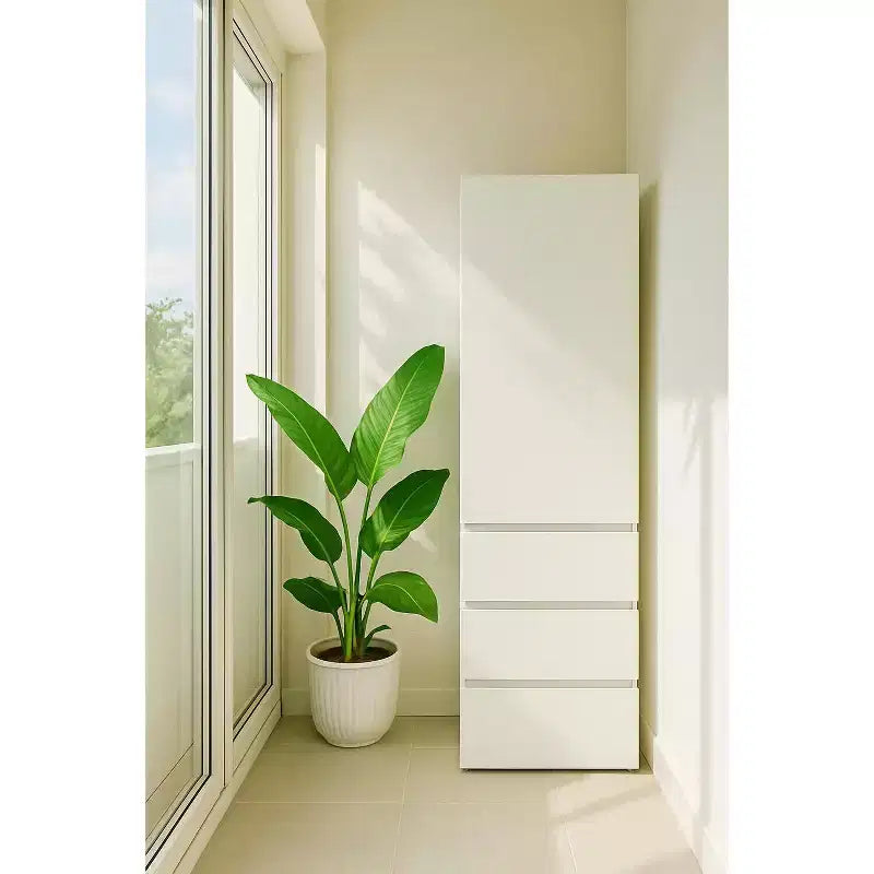 HomeStock Elise Armadio modulare slim in legno con cassetti, bianco