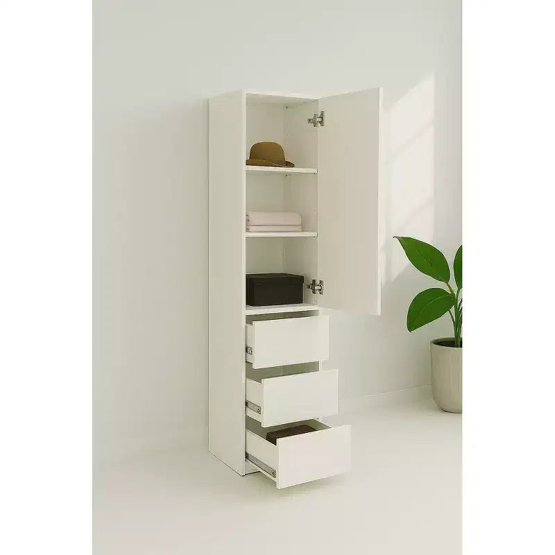 HomeStock Elise Armadio modulare slim in legno con cassetti, bianco
