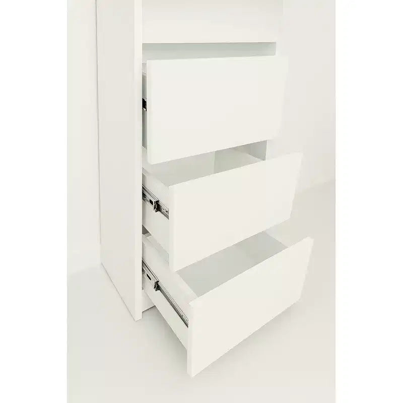 HomeStock Elise Armadio modulare slim in legno con cassetti, bianco