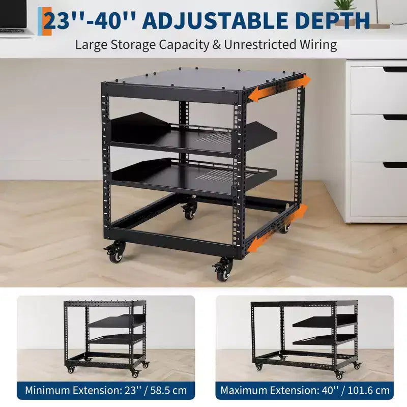 Armadio rack server open frame 20U, profondità regolabile 23-40 pollici, montaggio a parete e rack di rete autoportante, contiene tutte le apparecchiature IT/AV