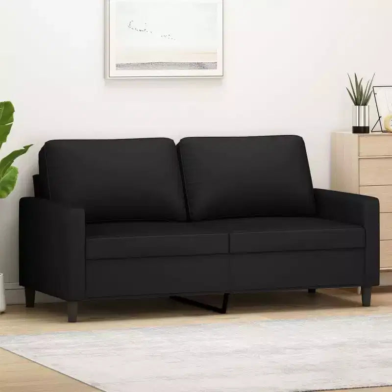 vidaXL Divano a 2 Posti in Velluto Nero con Robusta Struttura in Metallo, Seduta Imbottita Confortevole, Ideale per Soggiorno o Salotto