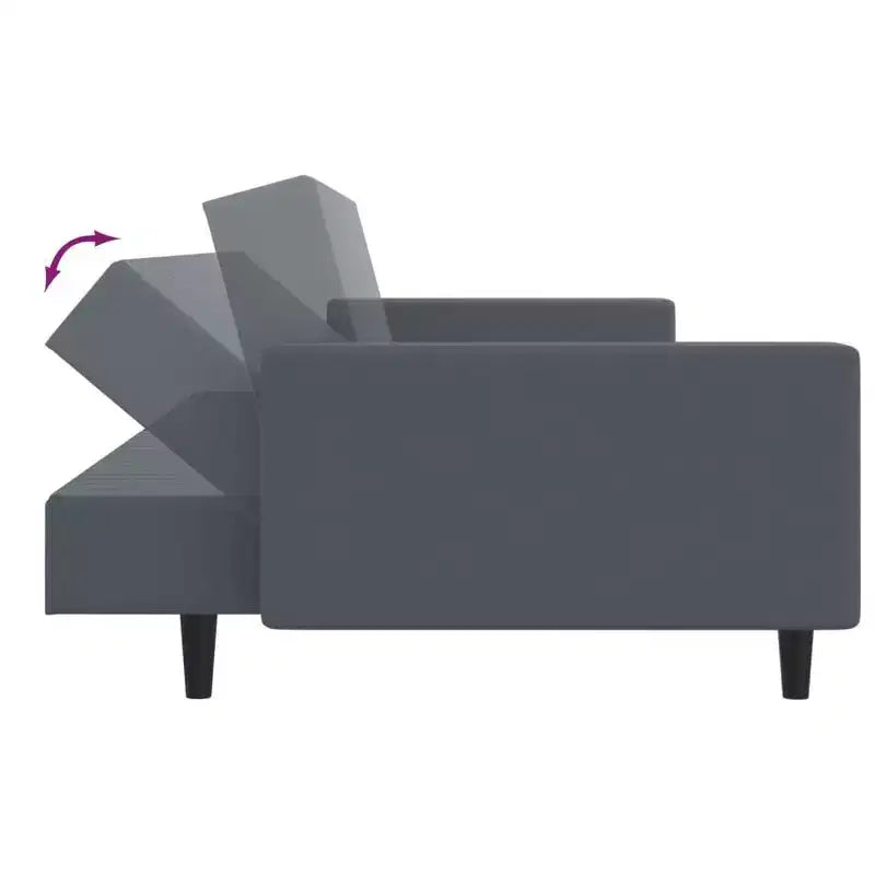 vidaXL Set Divano Letto Convertibile a 2 Pezzi con Poggiapiedi in Lussuoso Velluto Grigio Scuro, Mobile Versatile per Soggiorno o Salotto