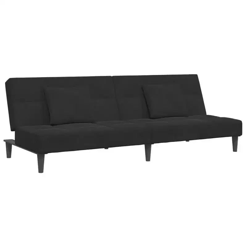 vidaXL Divano Letto a 2 Posti con Poggiapiedi Velluto Nero - Divano Letto Convertibile per Soggiorno/Ufficio