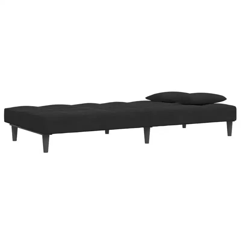 vidaXL Divano Letto a 2 Posti con Poggiapiedi Velluto Nero - Divano Letto Convertibile per Soggiorno/Ufficio