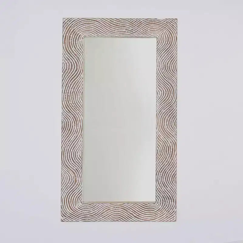 GDFStudio Cheryl Specchio Rettangolare a Figura Intera Intagliato a Mano in Legno Massello 72 Retro