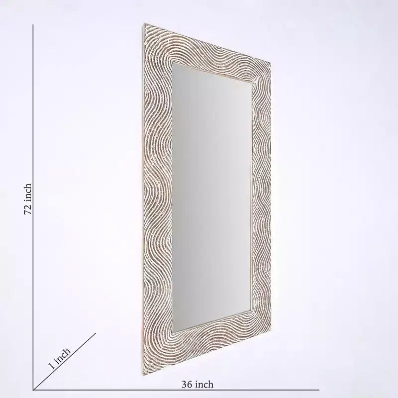 GDFStudio Cheryl Specchio Rettangolare a Figura Intera Intagliato a Mano in Legno Massello 72 Retro