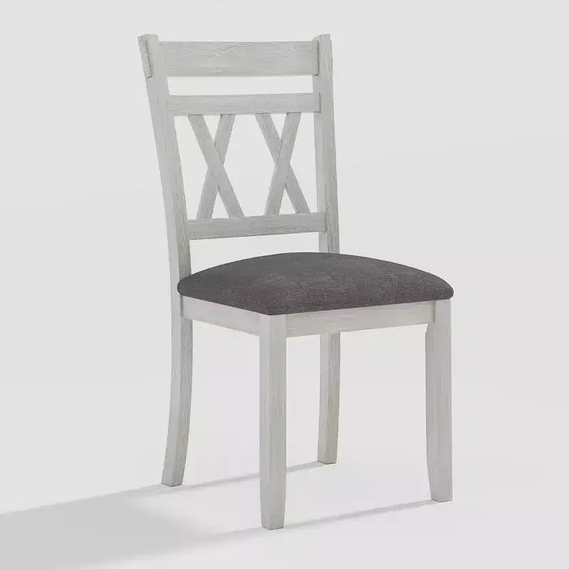 Set tavolo da pranzo VECELO in stile rustico, tavolo in legno di gomma con 4/6 sedie imbottite, grigio