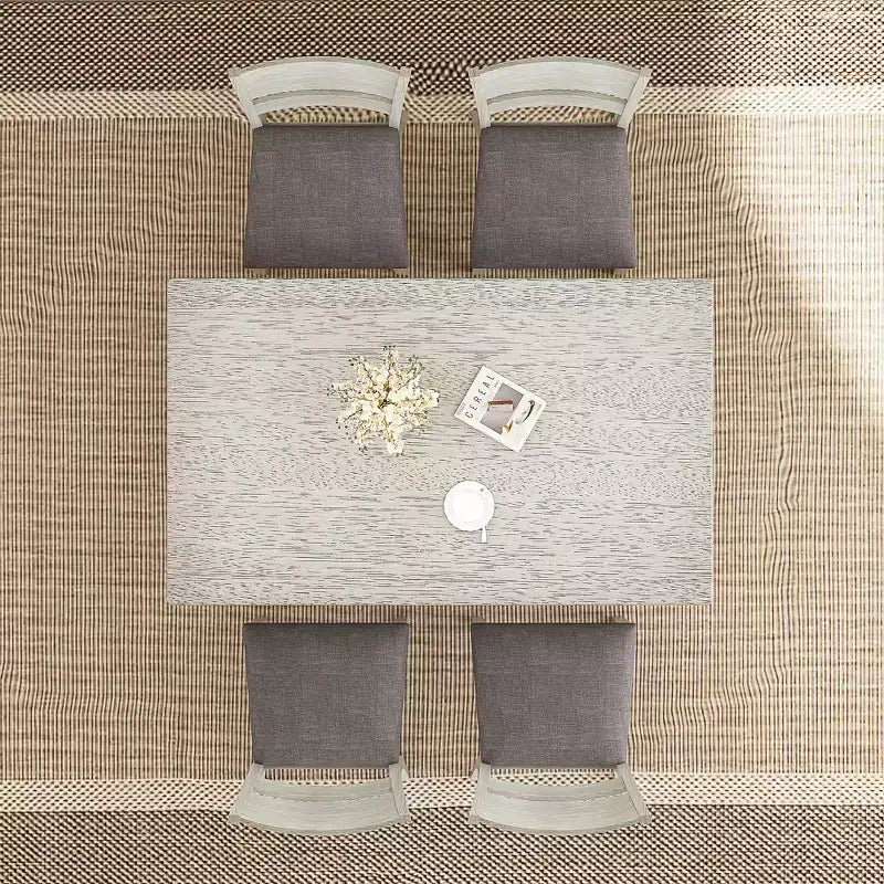 Set tavolo da pranzo VECELO in stile rustico, tavolo in legno di gomma con 4/6 sedie imbottite, grigio