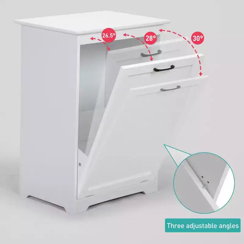 Sandinrayli 10 Gal. Cestone per la Biancheria Inclinabile Contenitore per la Spazzatura da Cucina in Legno con Sportello ad Angolo Regolabile