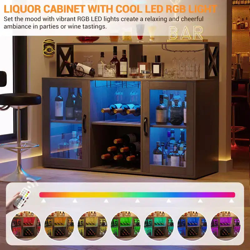 Mobile Bar con Portabottiglie, Mobile Moderno da Caffè con Ripiani, Mobiletto Bar per Liquori, Credenza Buffet per Cucina