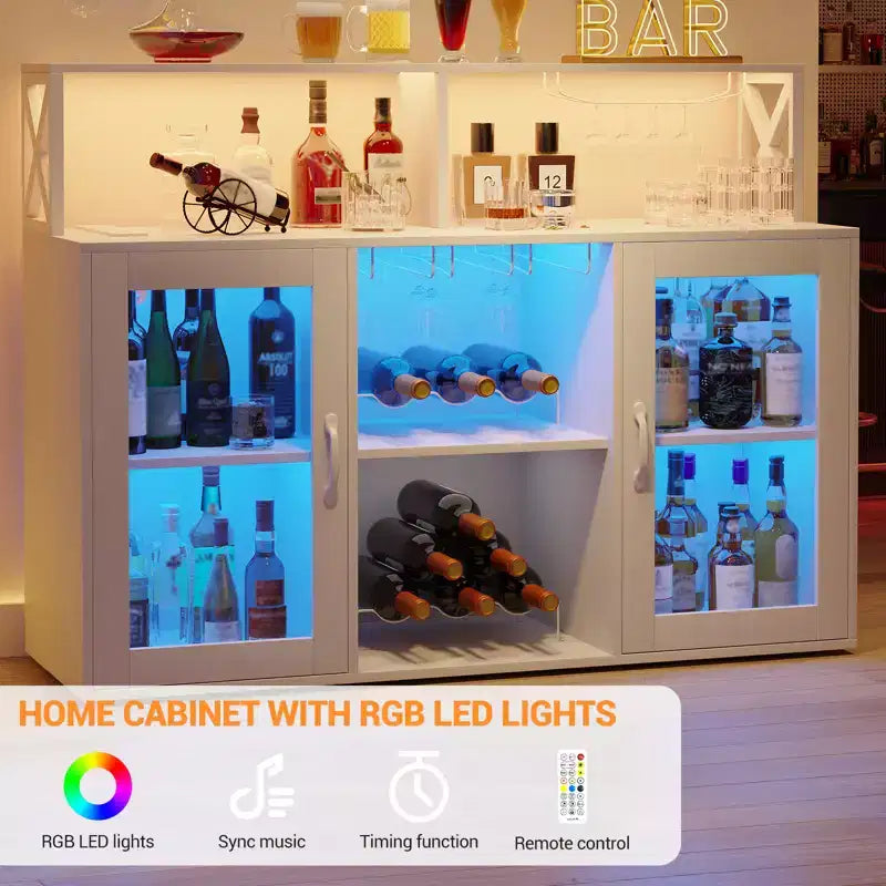 Mobile Bar con Portabottiglie, Mobile Moderno da Caffè con Ripiani, Mobiletto Bar per Liquori, Credenza Buffet per Cucina