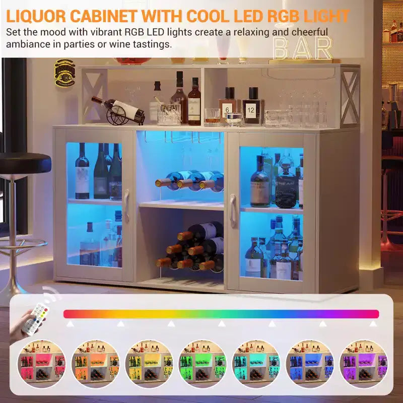 Mobile Bar con Portabottiglie, Mobile Moderno da Caffè con Ripiani, Mobiletto Bar per Liquori, Credenza Buffet per Cucina
