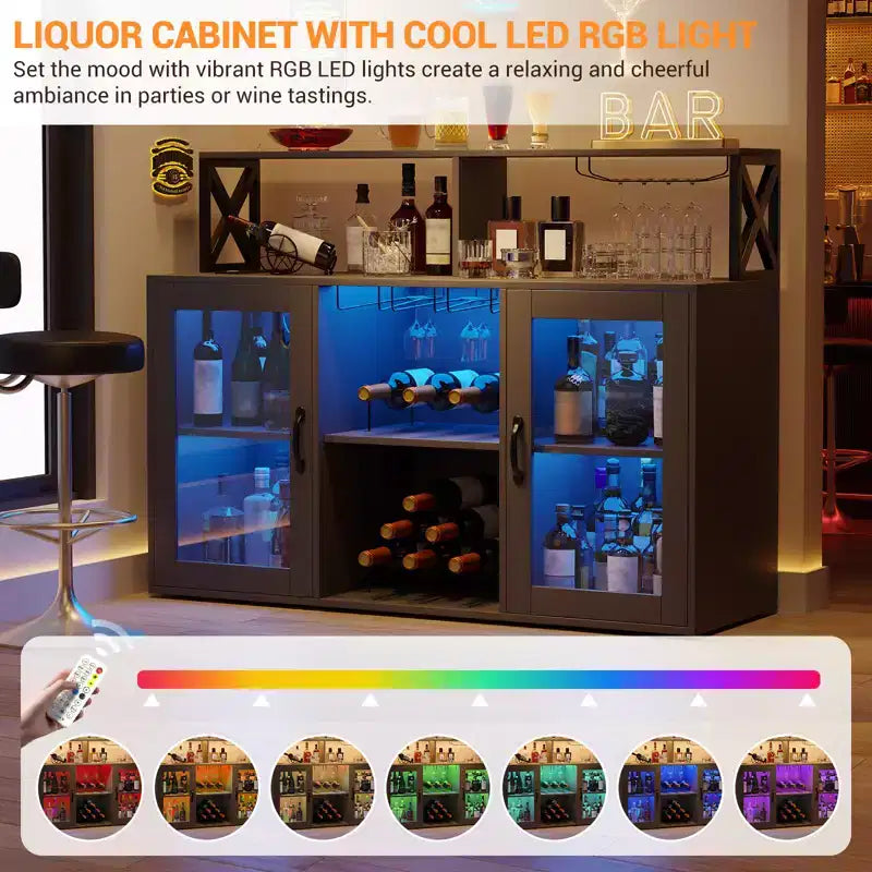 Mobile Bar con Portabottiglie, Mobile Moderno da Caffè con Ripiani, Mobiletto Bar per Liquori, Credenza Buffet per Cucina