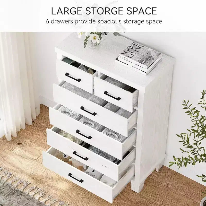 Comò per camera da letto con 6 cassetti, cassettiera alta grigia da 45 con spazio contenitivo, cassettiera grande per armadio, mobiletto contenitore in legno per ingresso