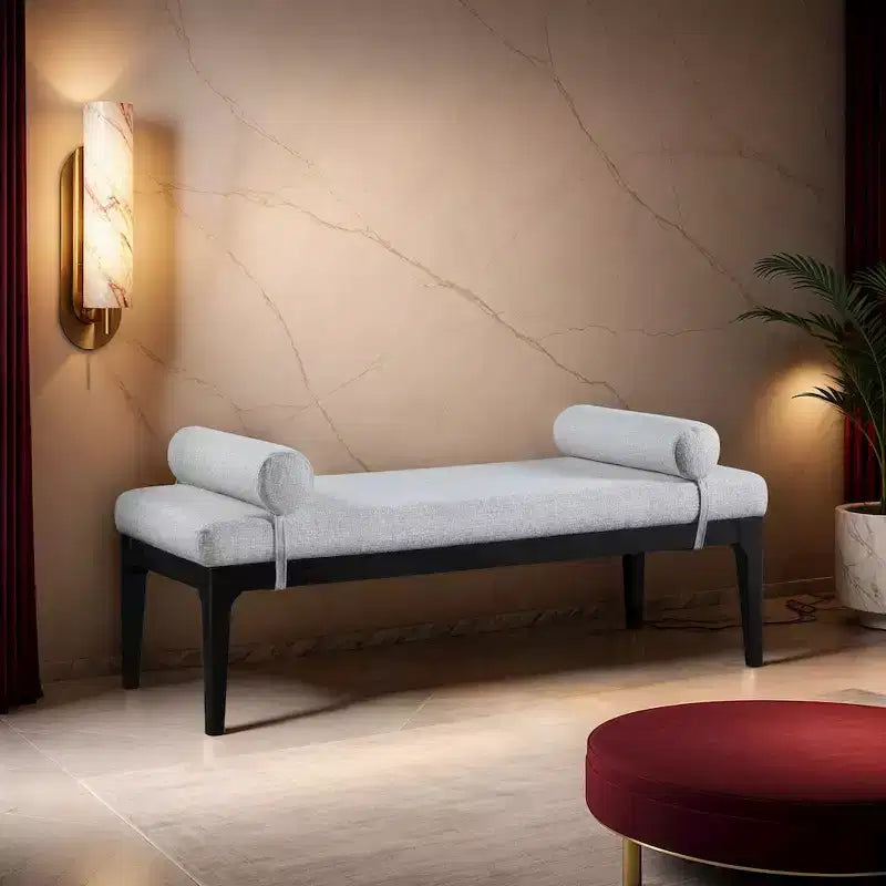 Meridian Furniture, Panca in tessuto testurizzato lino Priscilla