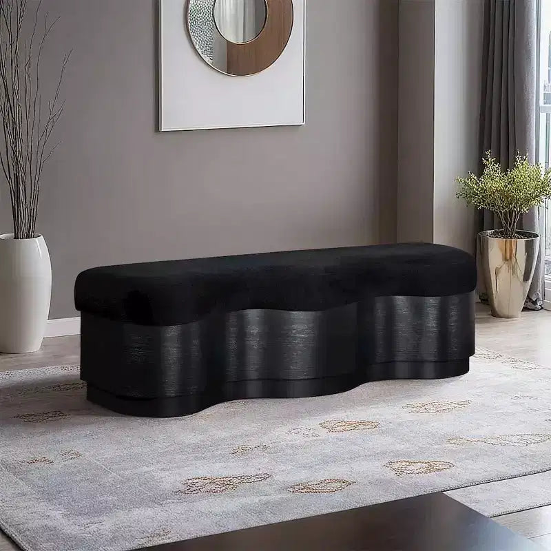 Meridian Furniture, Panca in Velluto Pelliccia Savoy