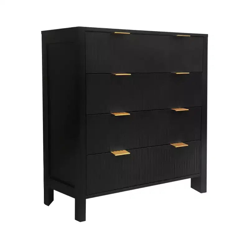 Comò Acekool a 4 cassetti, Cassettiera scanalata per camera da letto, Organizzatore alto moderno di metà secolo con maniglia in metallo, Contenitore per camera da letto, soggiorno, corridoio