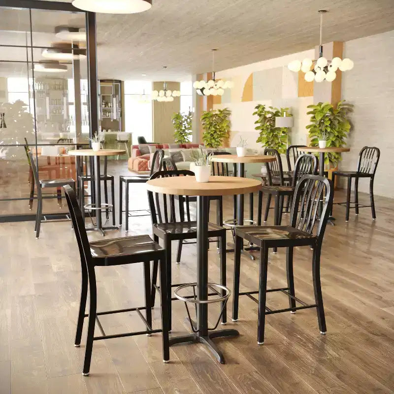 Piano del tavolo rotondo Flash Furniture Bennett in legno massello spesso 3,8 cm per interni