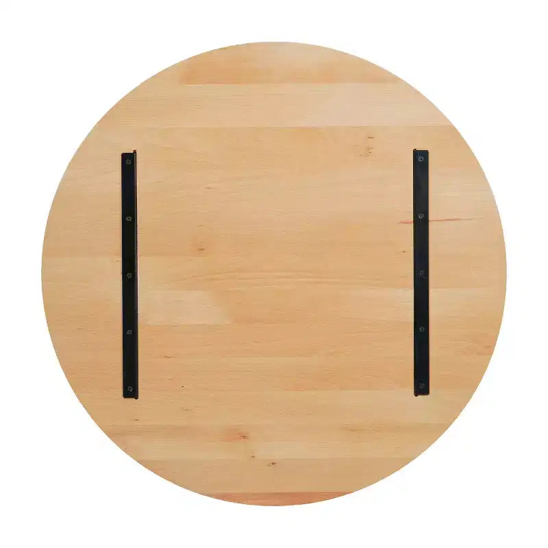 Piano del tavolo rotondo Flash Furniture Bennett in legno massello spesso 3,8 cm per interni