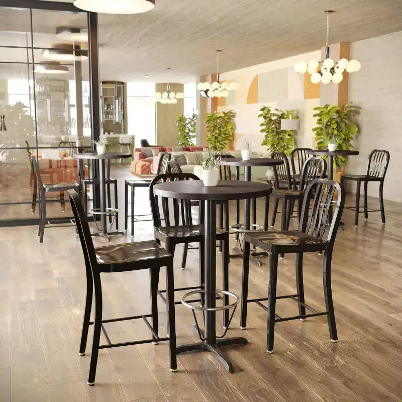 Piano del tavolo rotondo Flash Furniture Bennett in legno massello spesso 3,8 cm per interni