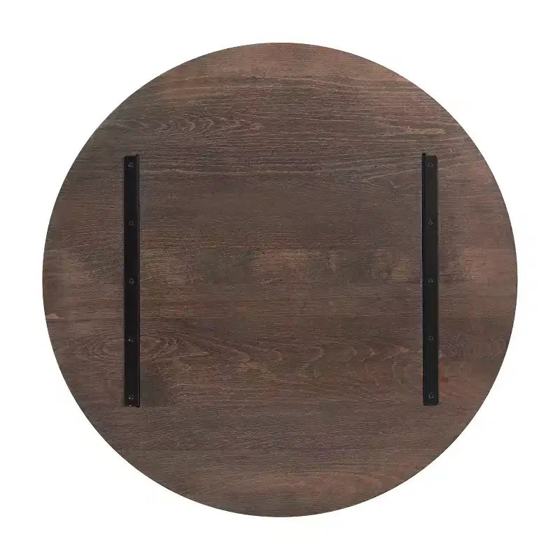 Piano del tavolo rotondo Flash Furniture Bennett in legno massello spesso 3,8 cm per interni