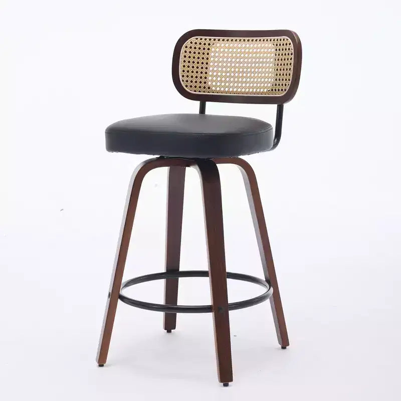 CLIHOME Set di 2 Sgabelli da Bar Altezza Bancone - Sgabelli da 26 Pollici in Rattan con Schienale in Paglia di Vienna e Seduta Imbottita