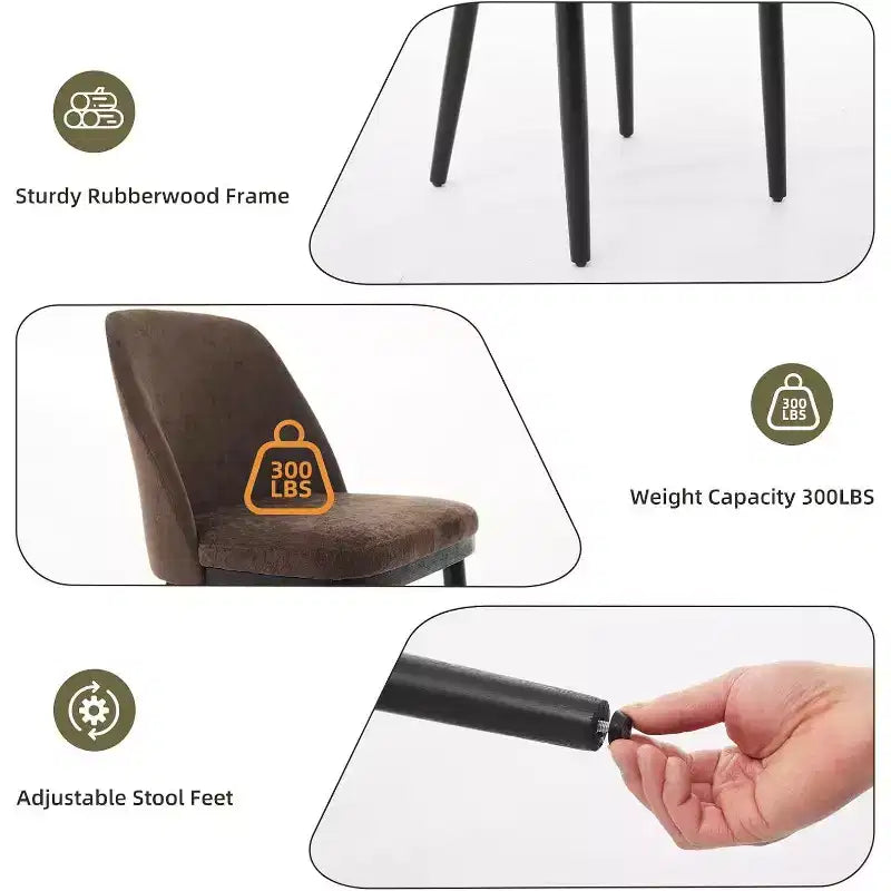 Set di 2 sedie da pranzo moderne, sedia da cucina imbottita in lino, sedia da sala da pranzo con schienale curvo, gambe in legno massello, per cucina, sala da pranzo