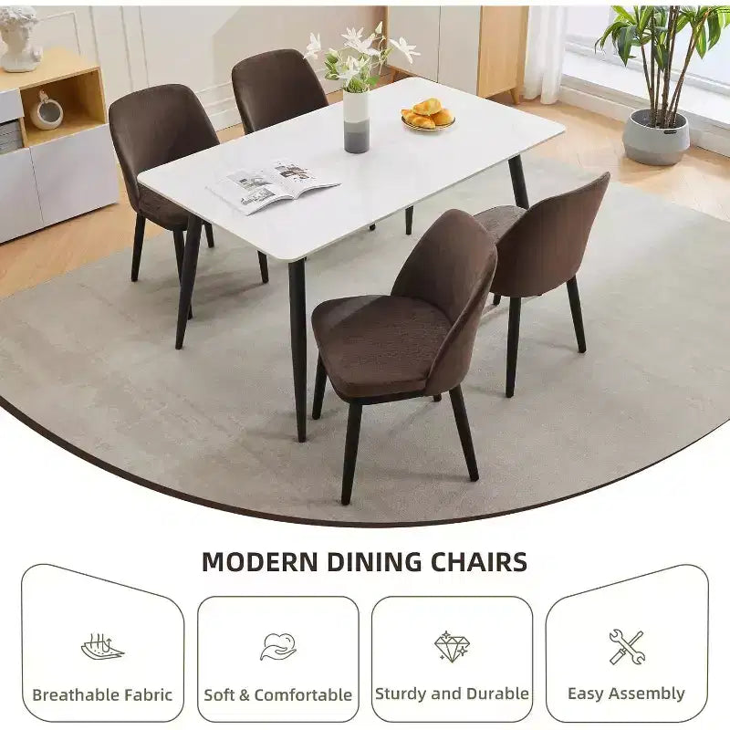 Set di 2 sedie da pranzo moderne, sedia da cucina imbottita in lino, sedia da sala da pranzo con schienale curvo, gambe in legno massello, per cucina, sala da pranzo