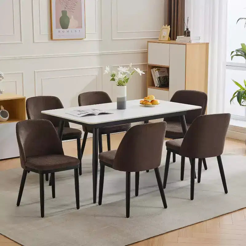 Set di 2 sedie da pranzo moderne, sedia da cucina imbottita in lino, sedia da sala da pranzo con schienale curvo, gambe in legno massello, per cucina, sala da pranzo