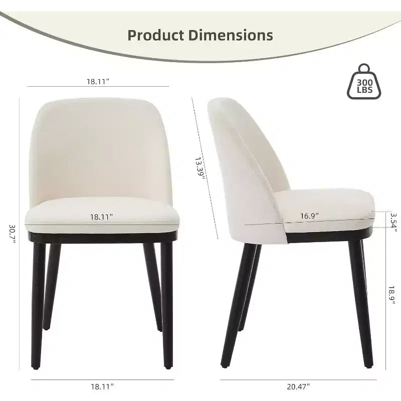 Set di 2 sedie da pranzo moderne, sedia da cucina imbottita in lino, sedia da sala da pranzo con schienale curvo, gambe in legno massello, per cucina, sala da pranzo