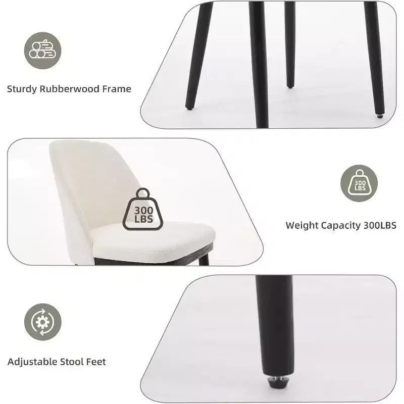 Set di 2 sedie da pranzo moderne, sedia da cucina imbottita in lino, sedia da sala da pranzo con schienale curvo, gambe in legno massello, per cucina, sala da pranzo