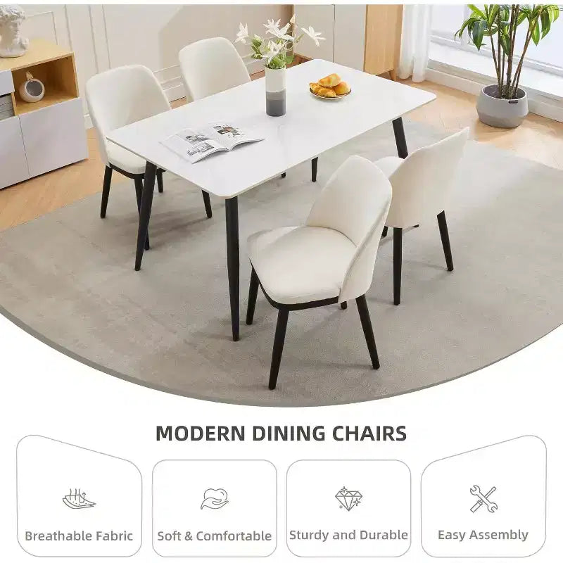 Set di 2 sedie da pranzo moderne, sedia da cucina imbottita in lino, sedia da sala da pranzo con schienale curvo, gambe in legno massello, per cucina, sala da pranzo