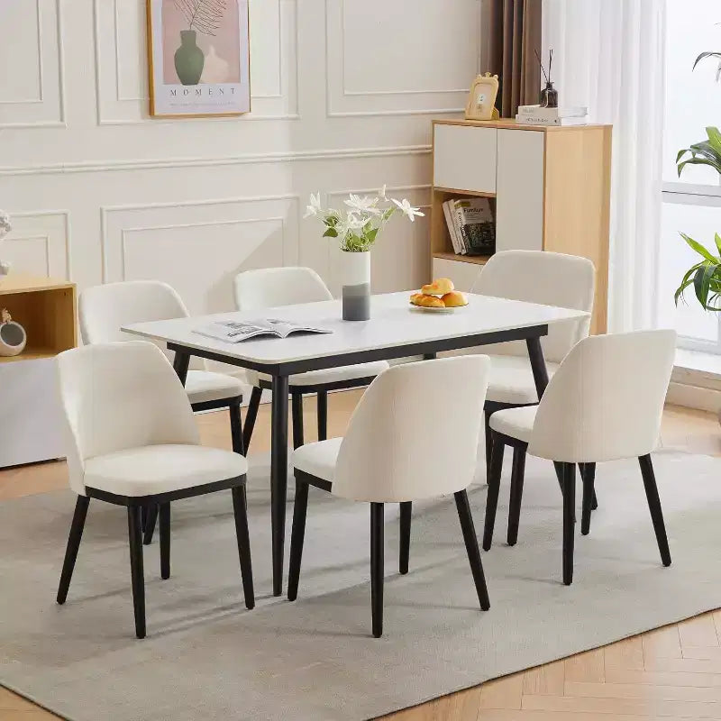 Set di 2 sedie da pranzo moderne, sedia da cucina imbottita in lino, sedia da sala da pranzo con schienale curvo, gambe in legno massello, per cucina, sala da pranzo
