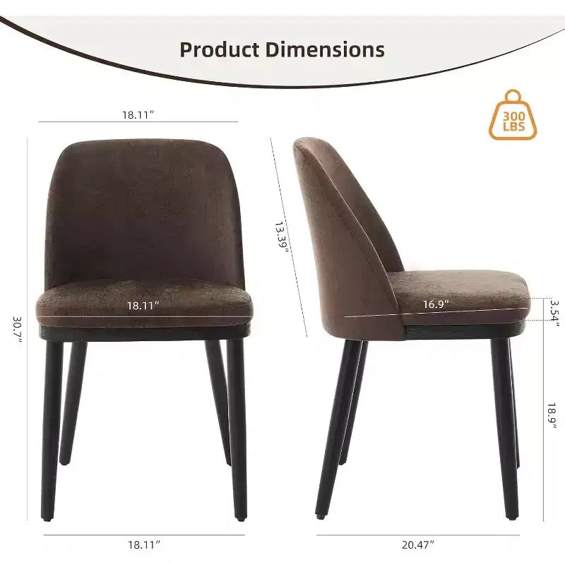 Set di 2 sedie da pranzo moderne, sedia da cucina imbottita in lino, sedia da sala da pranzo con schienale curvo, gambe in legno massello, per cucina, sala da pranzo
