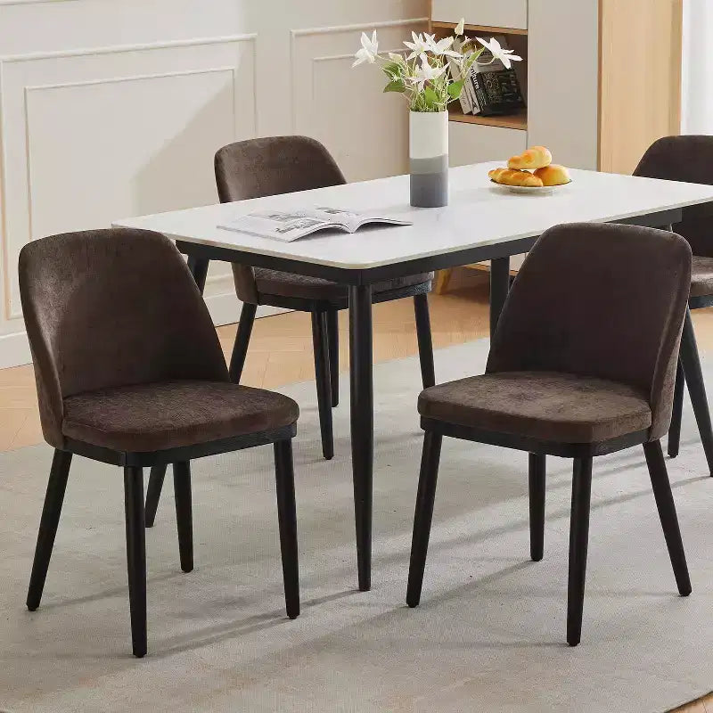 Set di 2 sedie da pranzo moderne, sedia da cucina imbottita in lino, sedia da sala da pranzo con schienale curvo, gambe in legno massello, per cucina, sala da pranzo