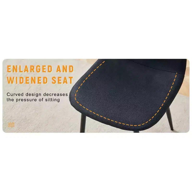 MAYEERTY Set di 4 Sedie da Pranzo di Lusso Semplici in Lino Cotone Nero con Gambe in Metallo Nero Adatte a Diversi Arredi