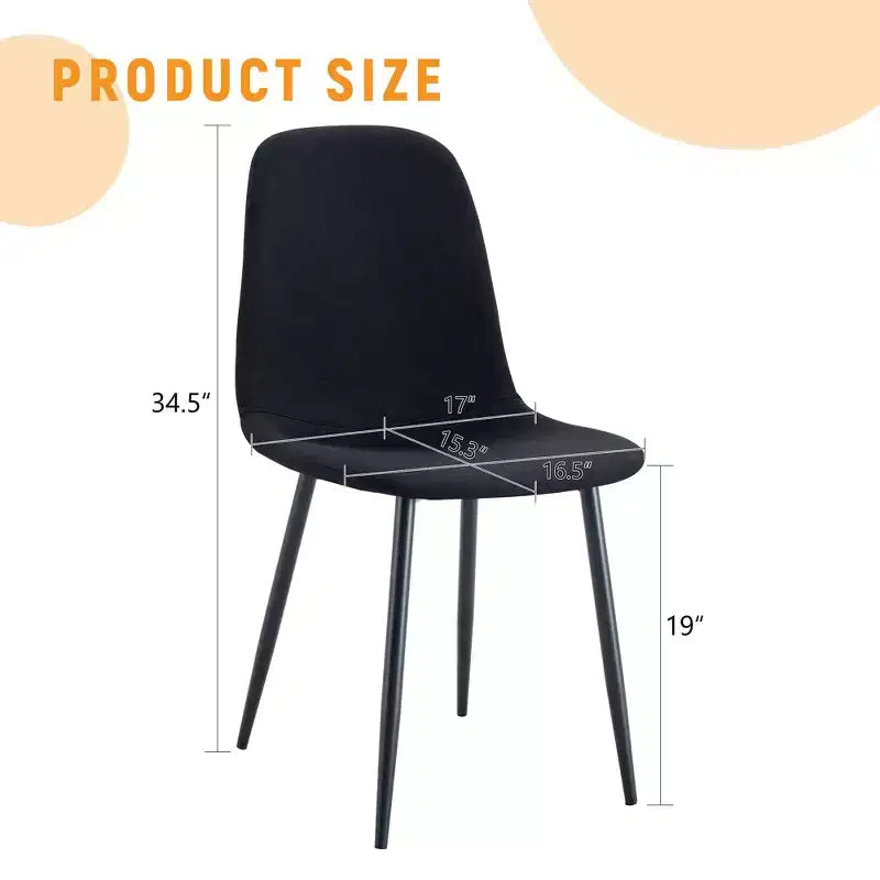 MAYEERTY Set di 4 Sedie da Pranzo di Lusso Semplici in Lino Cotone Nero con Gambe in Metallo Nero Adatte a Diversi Arredi