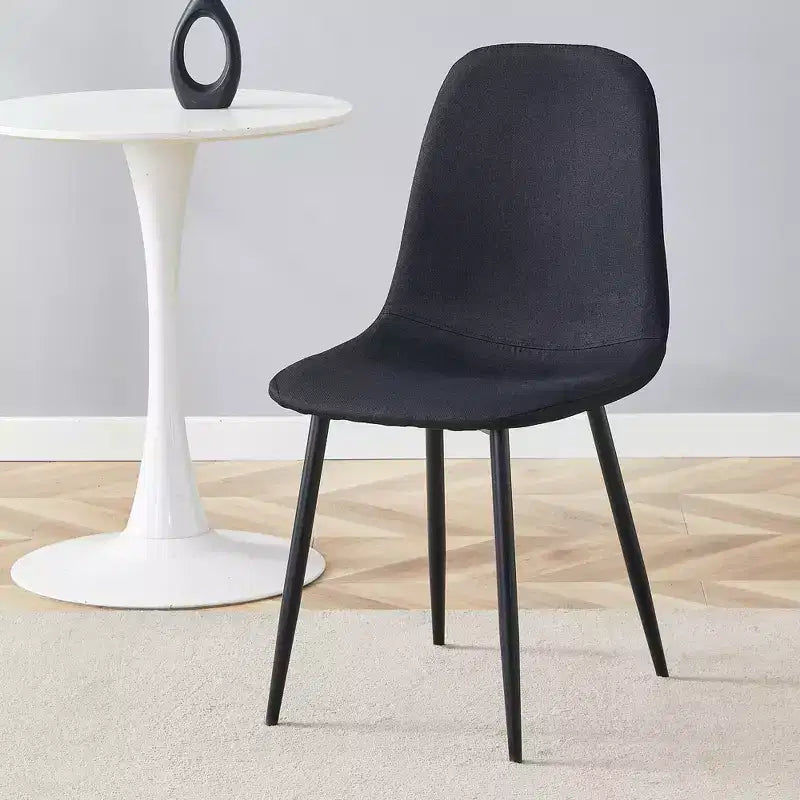 MAYEERTY Set di 4 Sedie da Pranzo di Lusso Semplici in Lino Cotone Nero con Gambe in Metallo Nero Adatte a Diversi Arredi