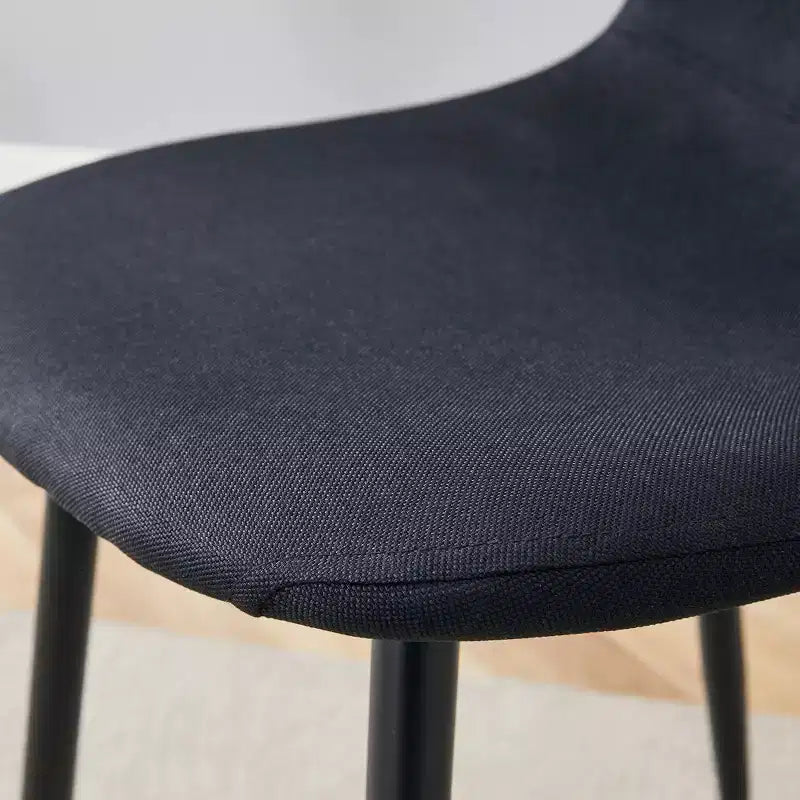 MAYEERTY Set di 4 Sedie da Pranzo di Lusso Semplici in Lino Cotone Nero con Gambe in Metallo Nero Adatte a Diversi Arredi
