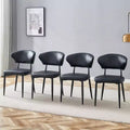 MAYEERTY Set of 4 Black Minimalist Ergonomic Dining Chairs Curved Backrest Comfortable Seating