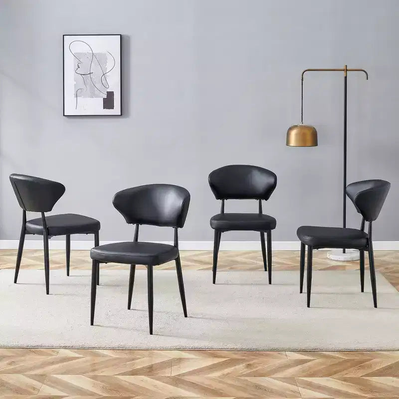 MAYEERTY Set di 4 Sedie da Pranzo Ergonomiche Nere Minimaliste con Schienale Curvo per una Seduta Confortevole