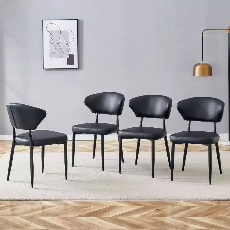 MAYEERTY Set di 4 Sedie da Pranzo Ergonomiche Nere Minimaliste con Schienale Curvo per una Seduta Confortevole